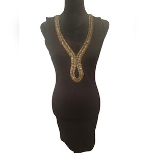 Elegant Black And Gold Necklace Dress